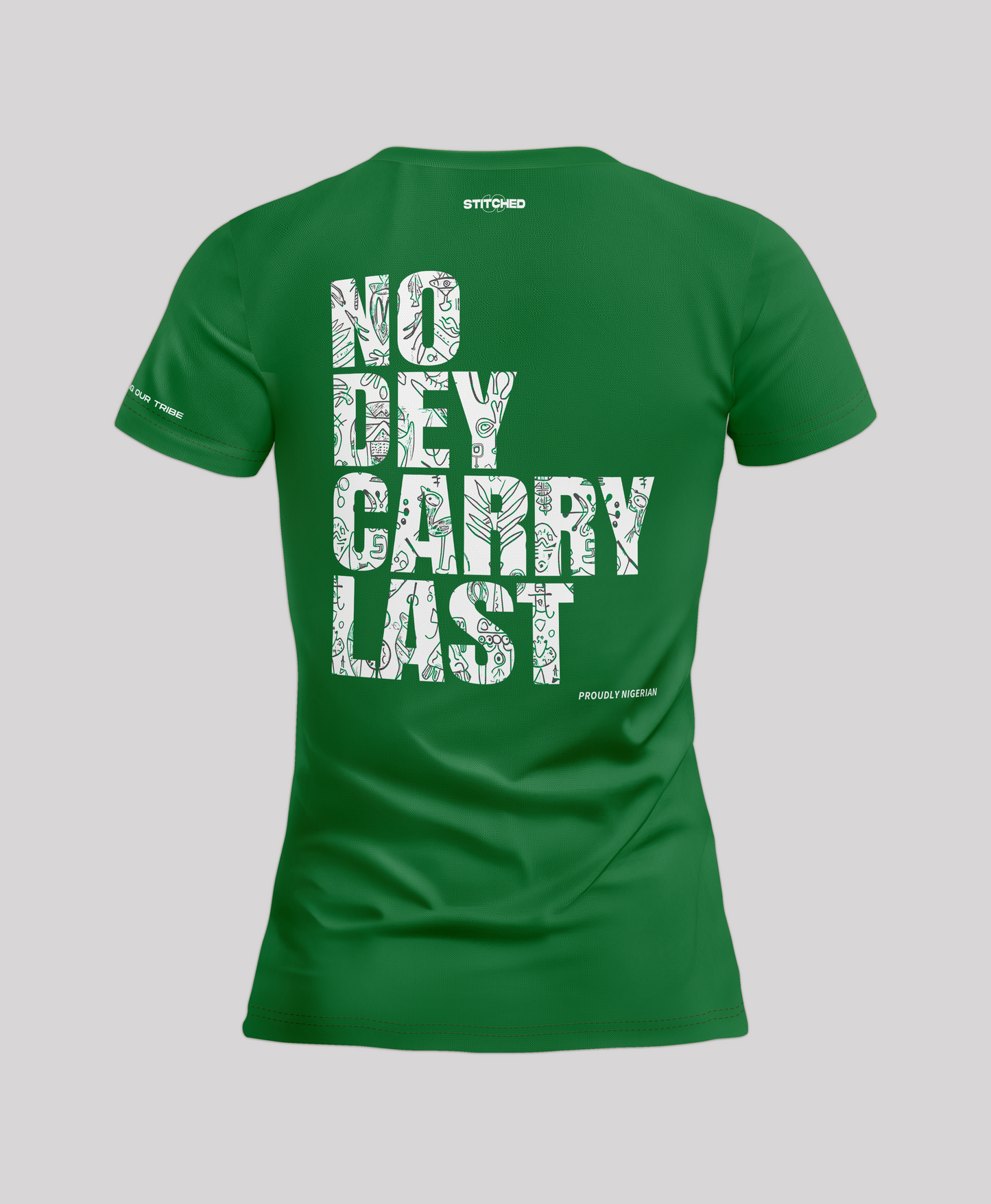Green t-shirt with Nigerian flag in motion, celebrating African basketball culture